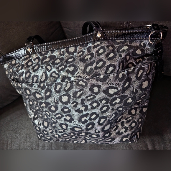 VINTAGE COACH audrey ocelot Metallic sparkly Bling Cheetah Print Shoulder Purse - Picture 10 of 16